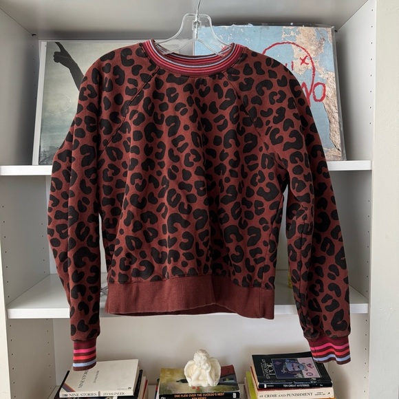MARINE LAYER Anytime Leopard Striped Collar Pullover Sweatshirt - Picture 5 of 7